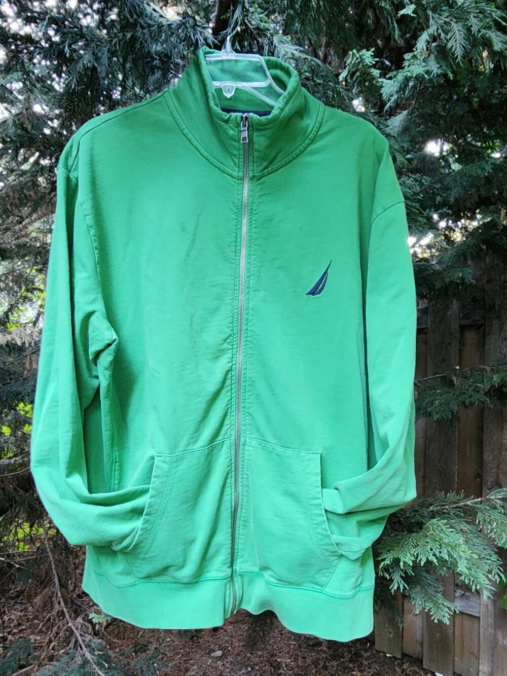 EUC Men's Nautica XL full zip Kelly Green 💚 cotton sweatshirt
